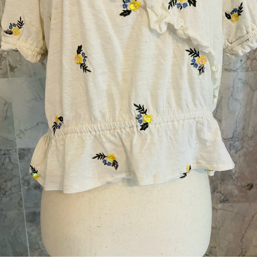 Free People Full Bloom Ruffle Neck Top - Picture 3 of 8